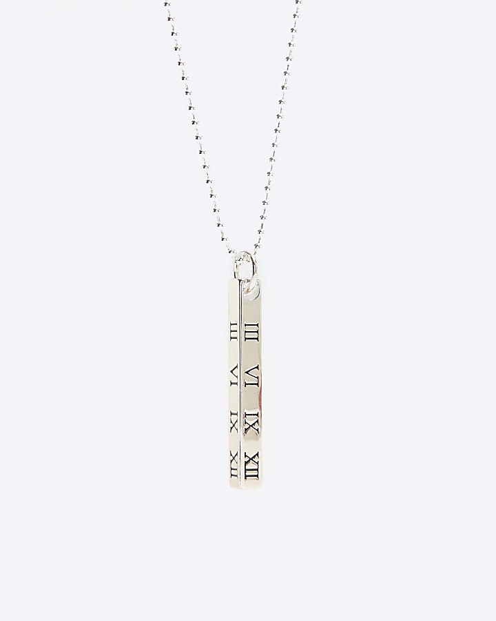 Silver plated bar pendant necklace