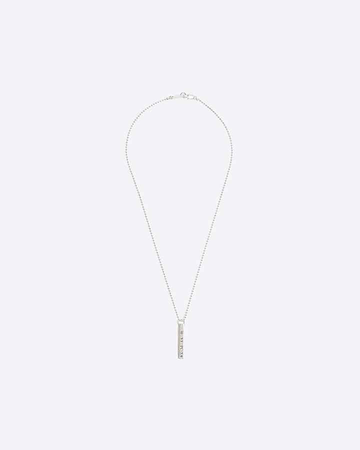 Silver plated bar pendant necklace