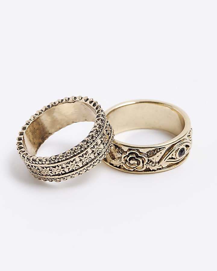 Gold colour floral ring multipack