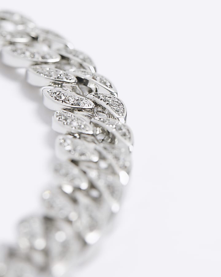 Silver colour diamante chain necklace