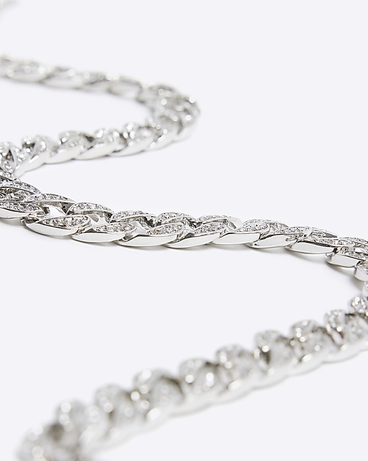 Silver colour diamante chain necklace