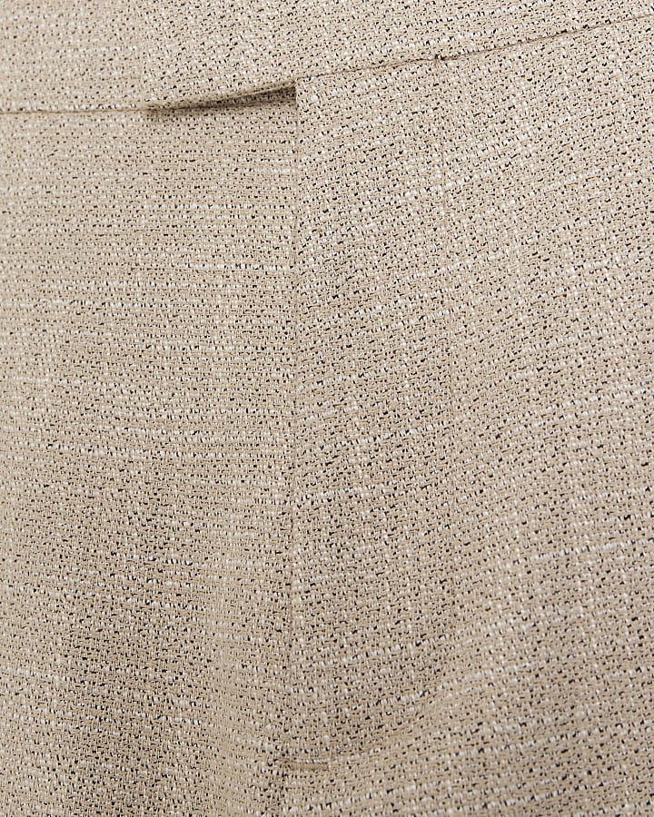 Beige slim fit texture suit trousers