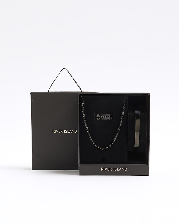 Silver stainless steel necklace gift box River Island