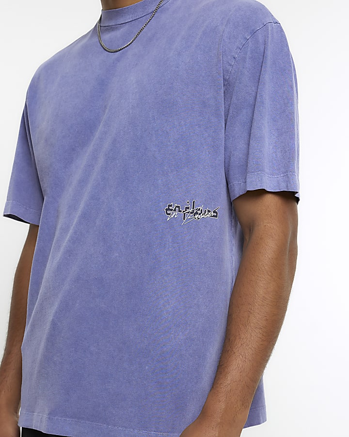 Purple oversized fit graphic floral t-shirt