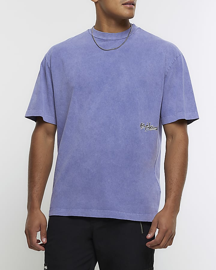 Purple oversized fit graphic floral t-shirt