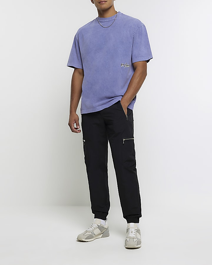 Purple oversized fit graphic floral t-shirt