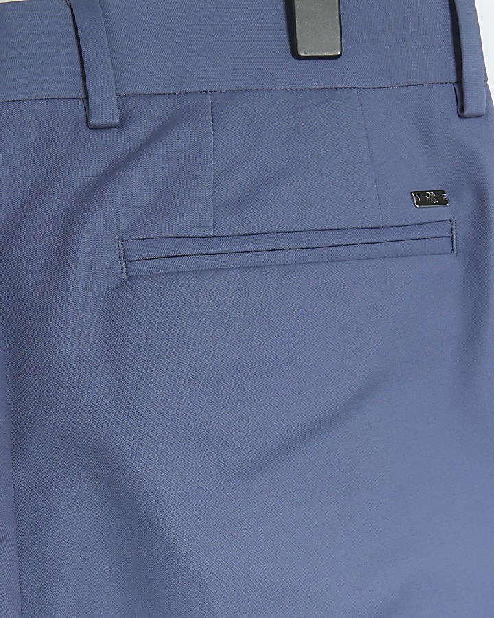 Blue slim fit smart chino trousers