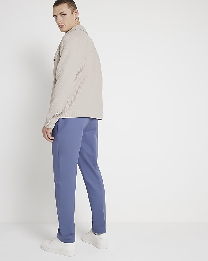 Blue slim fit smart chino trousers