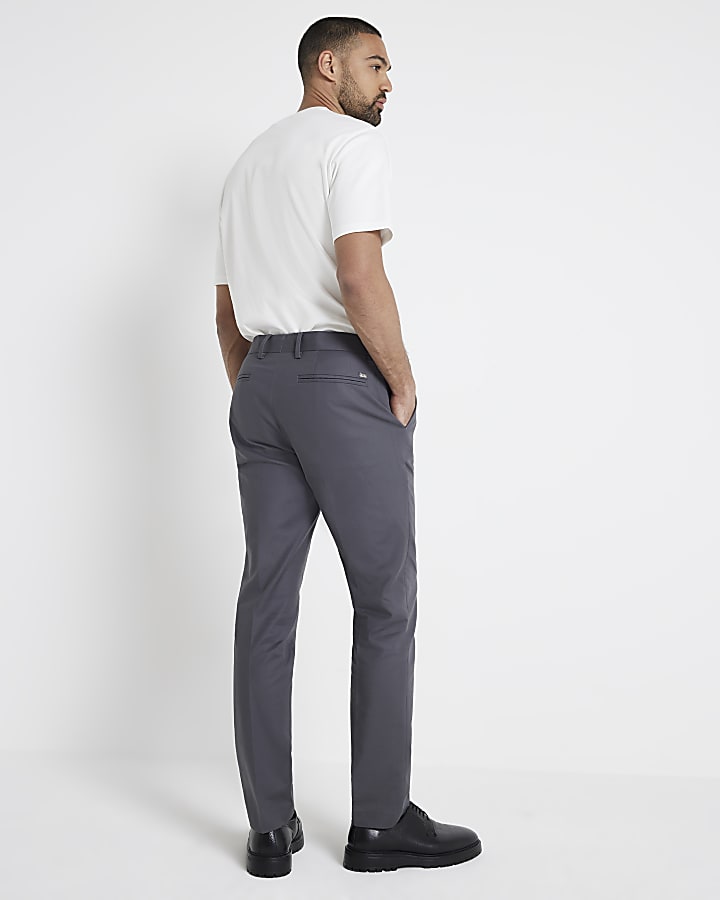 Grey slim fit smart chino trousers