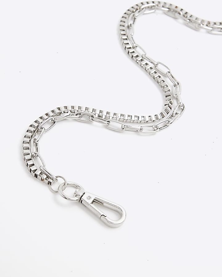 Silver colour multirow wallet chain