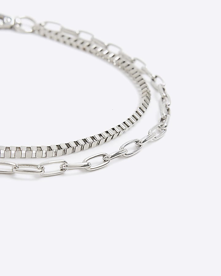 Silver colour multirow wallet chain