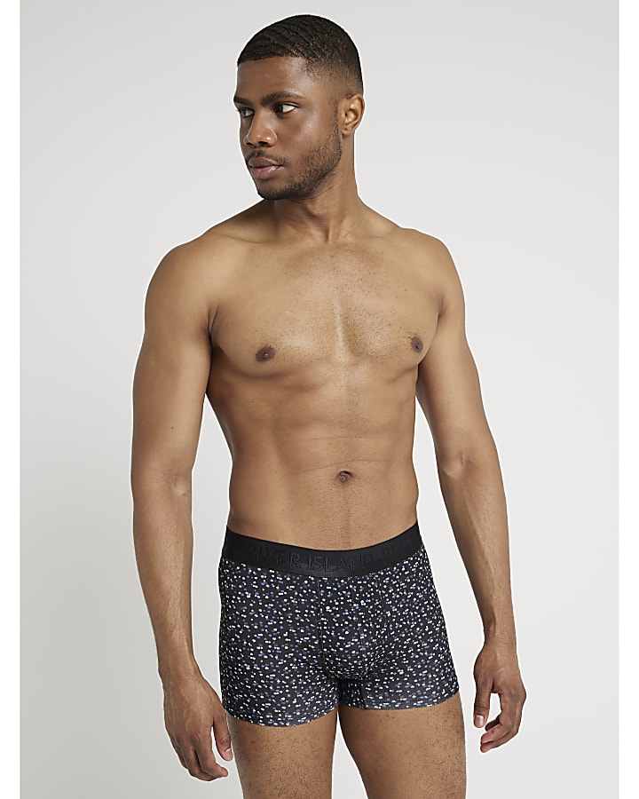 4PK grey spot cotton stretch trunks