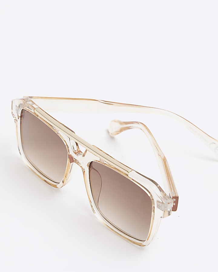 Gold brow bar square sunglasses