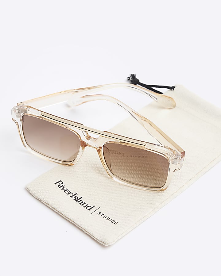 Gold brow bar square sunglasses