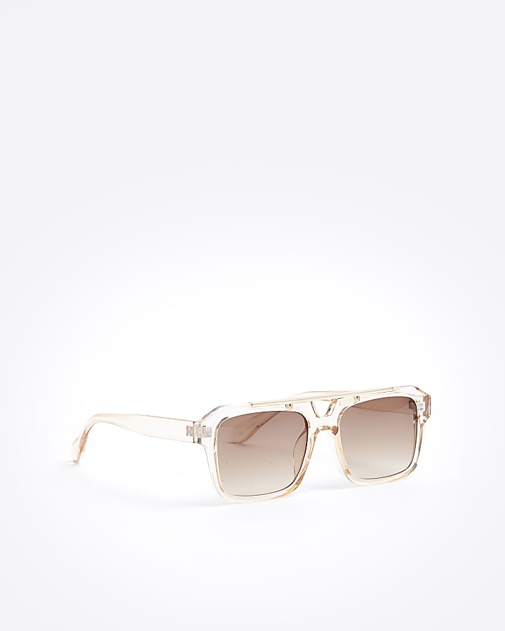 Gold brow bar square sunglasses