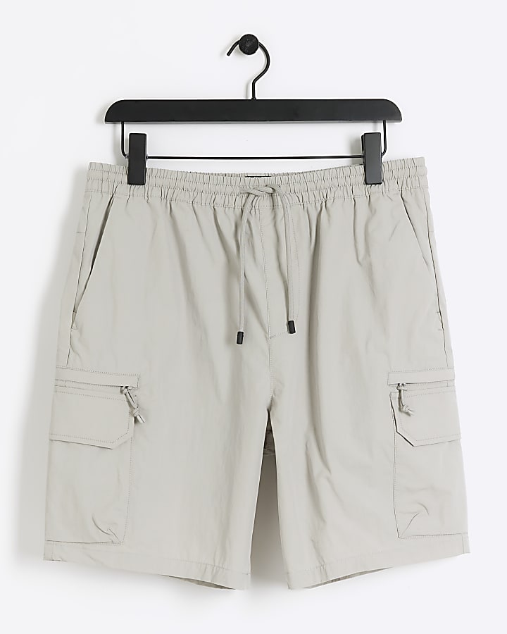 Grey regular fit cargo shorts