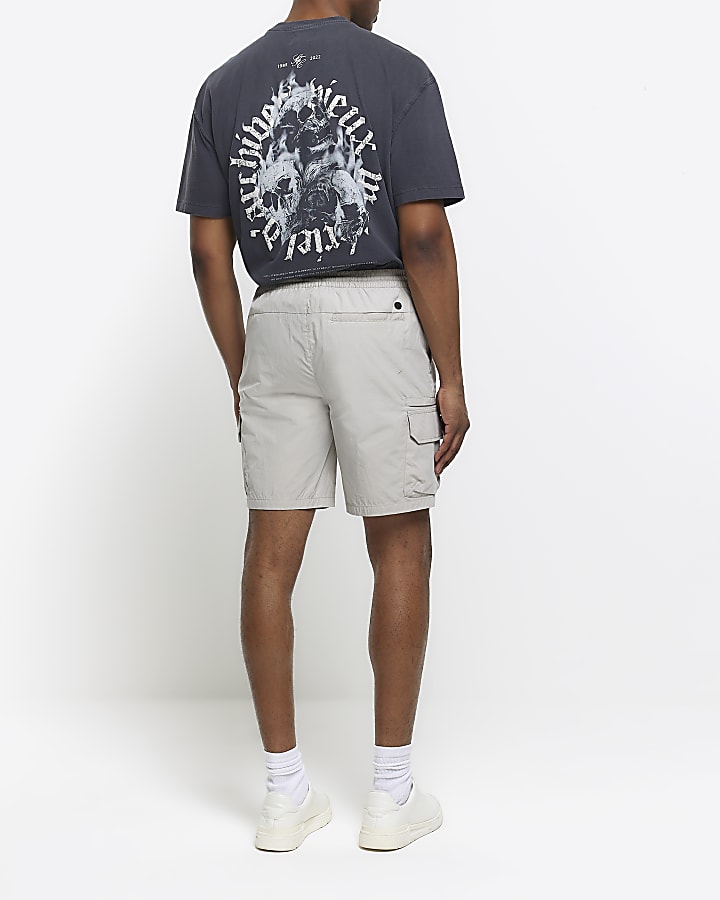 Grey regular fit cargo shorts