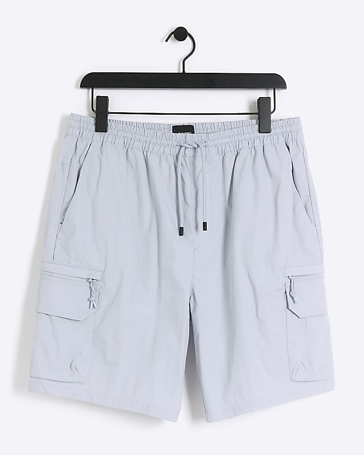 Blue regular fit cargo shorts