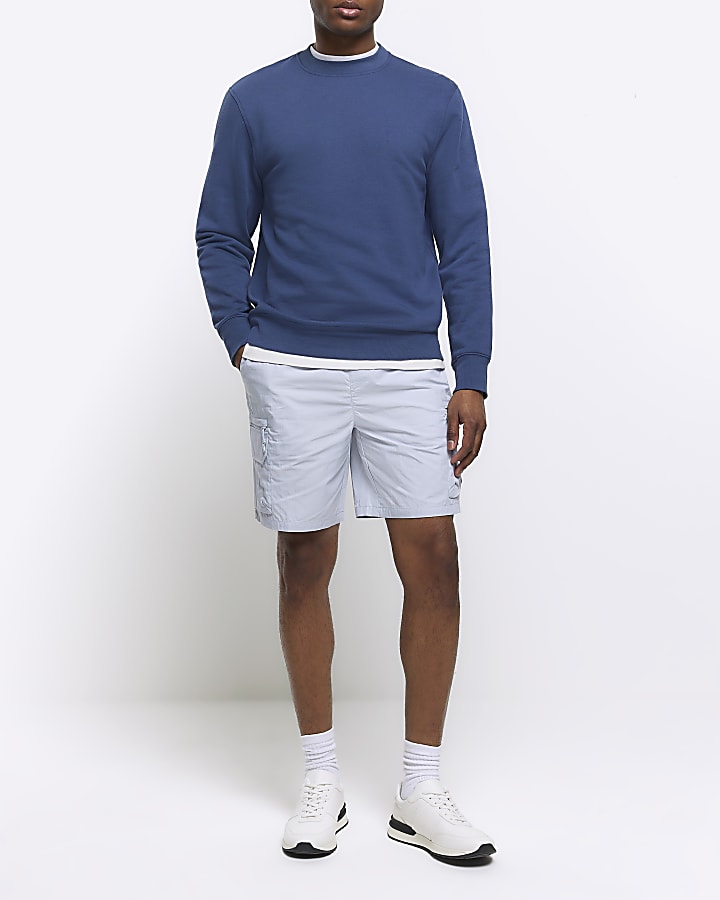 Blue regular fit cargo shorts