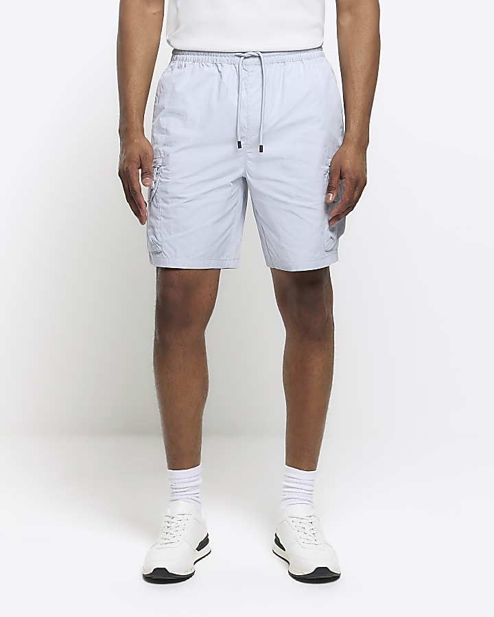 Blue regular fit cargo shorts