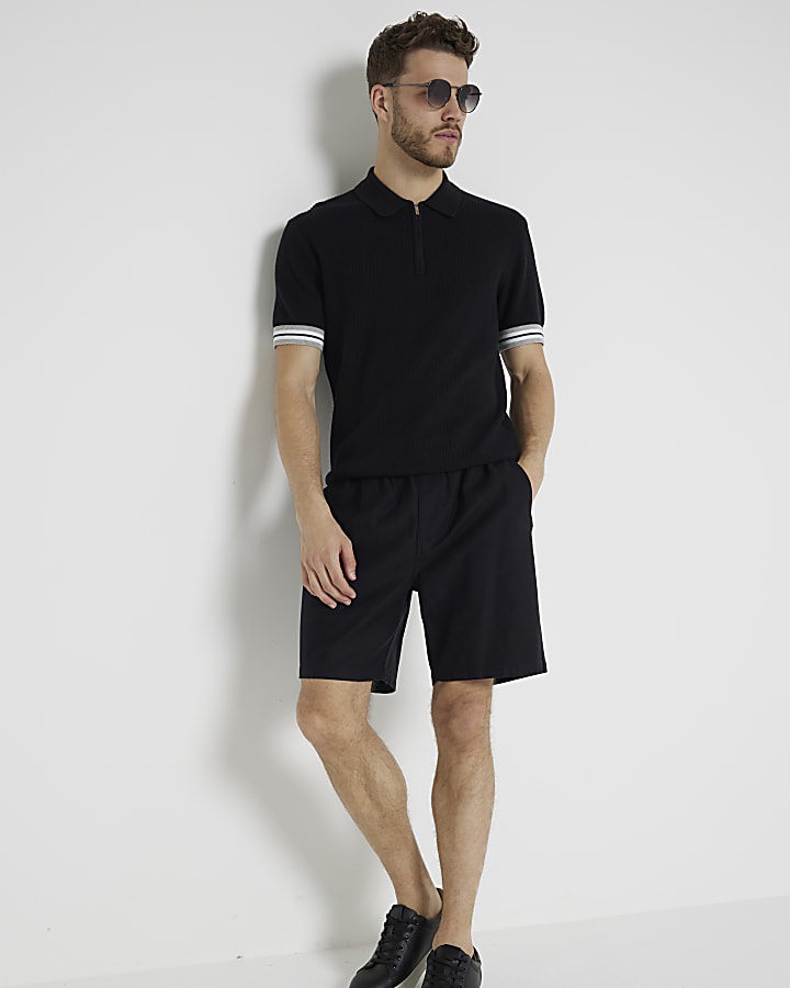 Black regular fit pull on shorts