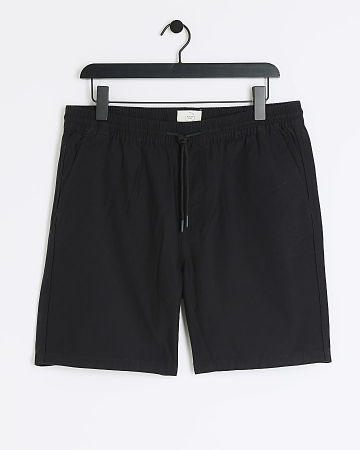 Black regular fit pull on shorts