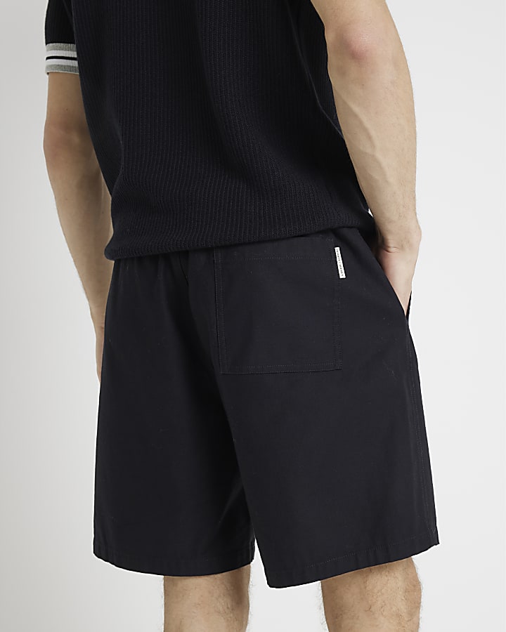 Black regular fit pull on shorts