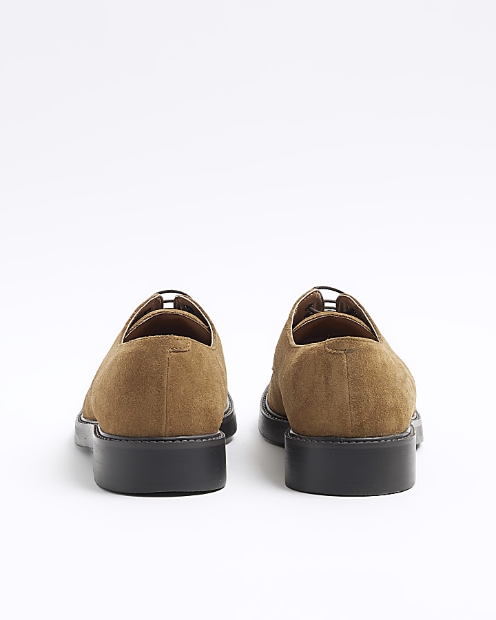 Brown suede derby shoes