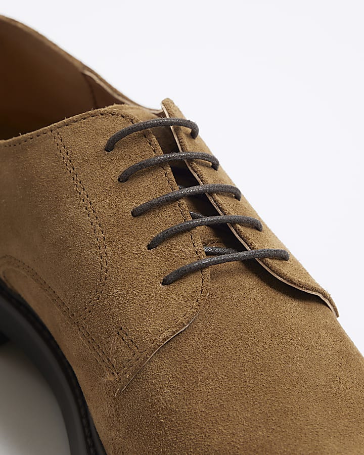 Brown suede derby shoes