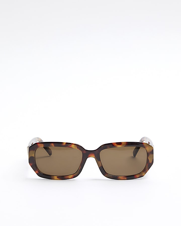 Brown rectangle tortoise shell sunglasses River Island