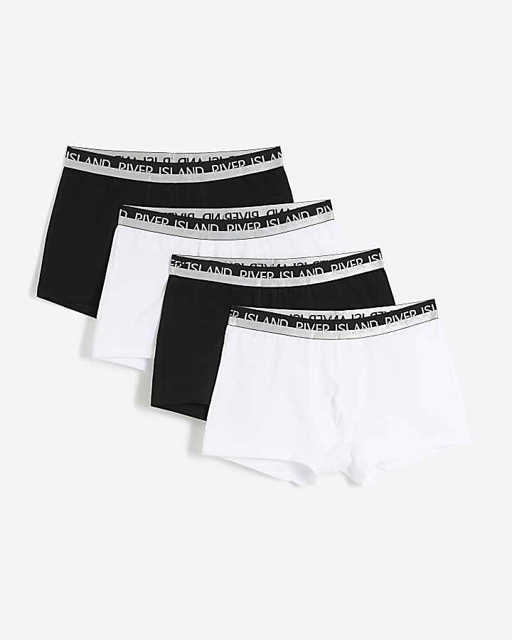 4PK black cotton stretch elasticated trunks