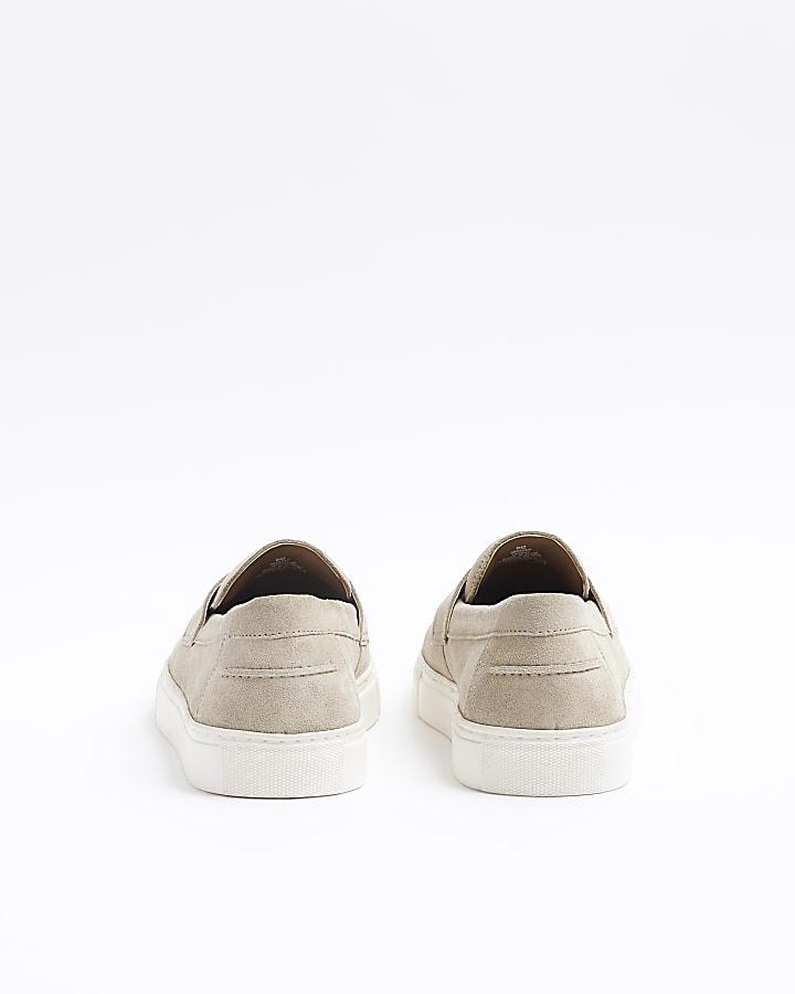 Beige suede loafers