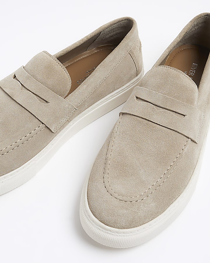 Beige suede loafers