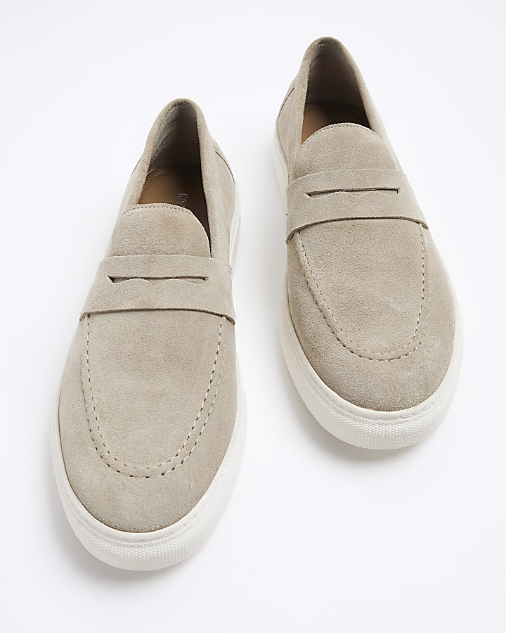 Beige suede loafers