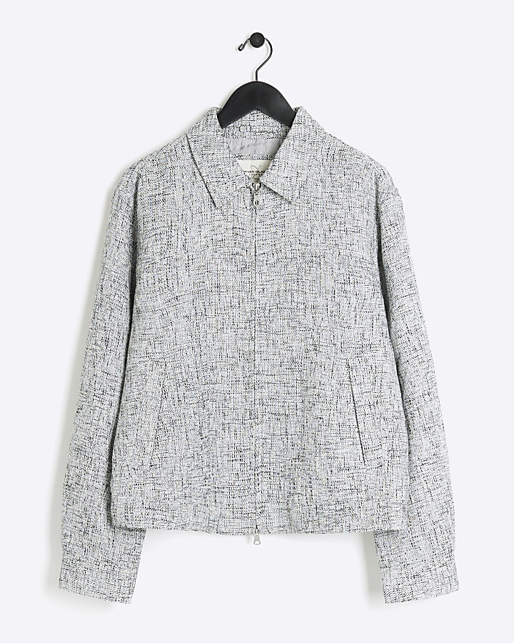 Black regular fit textured jacket