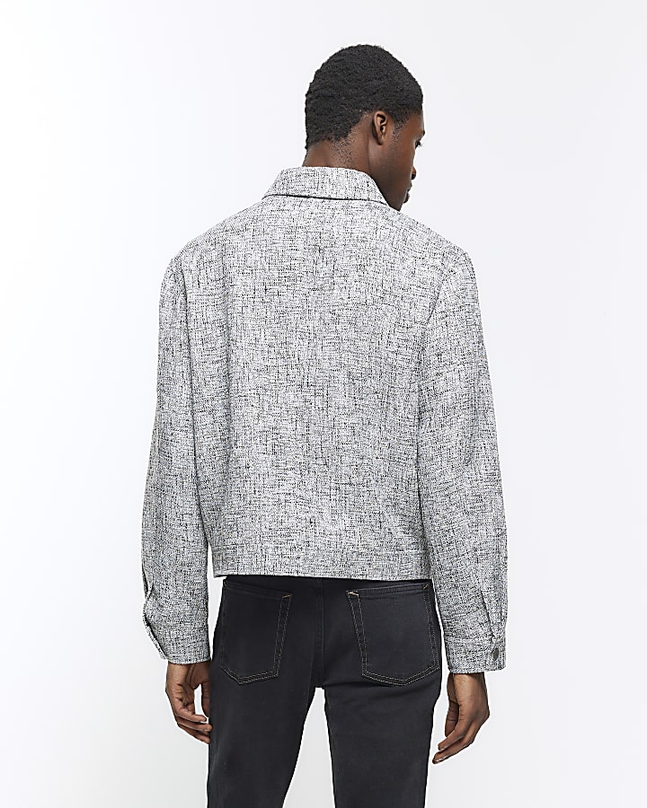 Black regular fit textured jacket