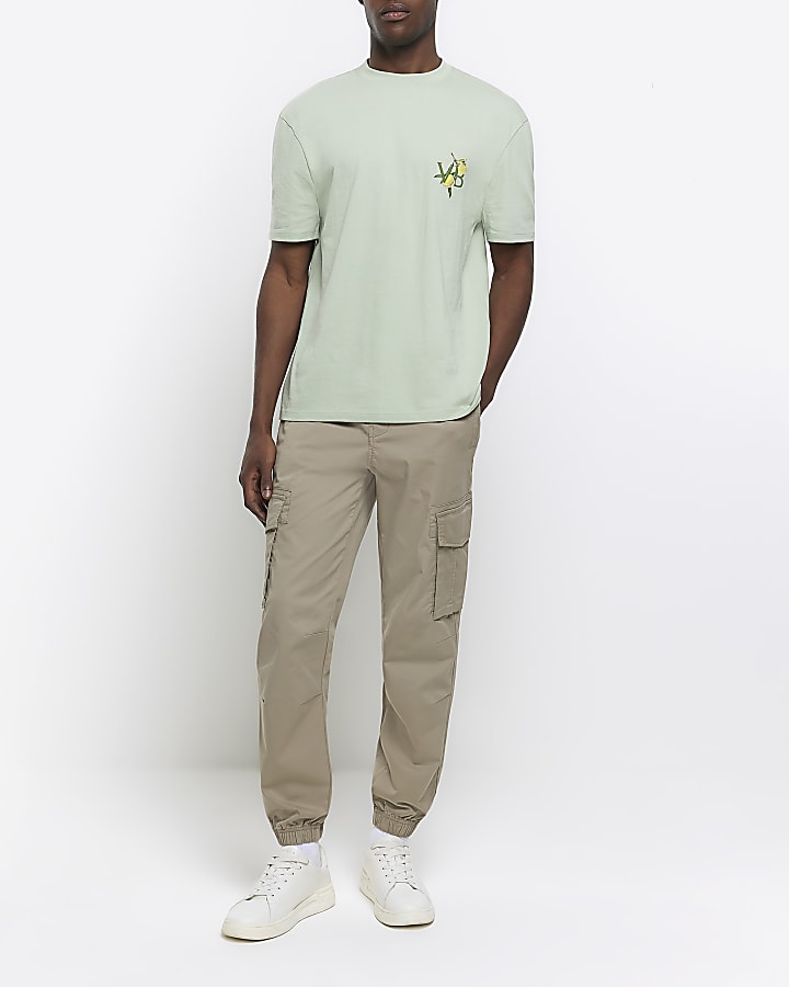 Green regular fit olive graphic t-shirt