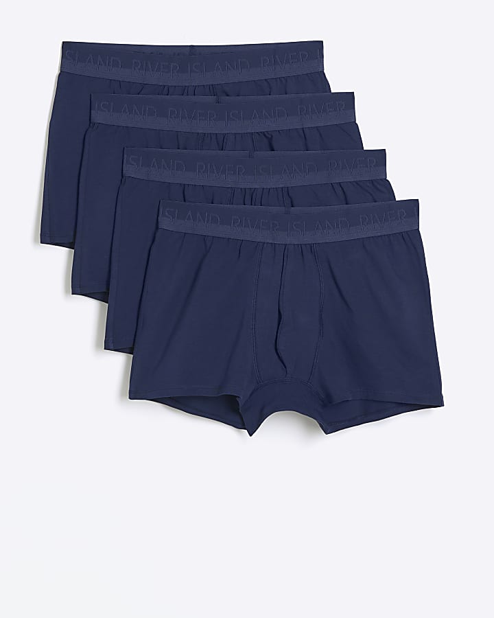 Navy 4 Pack Cotton Stretch RI trunks