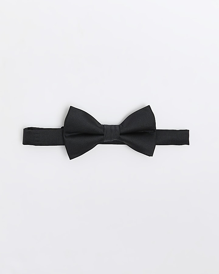 Black herringbone bow tie