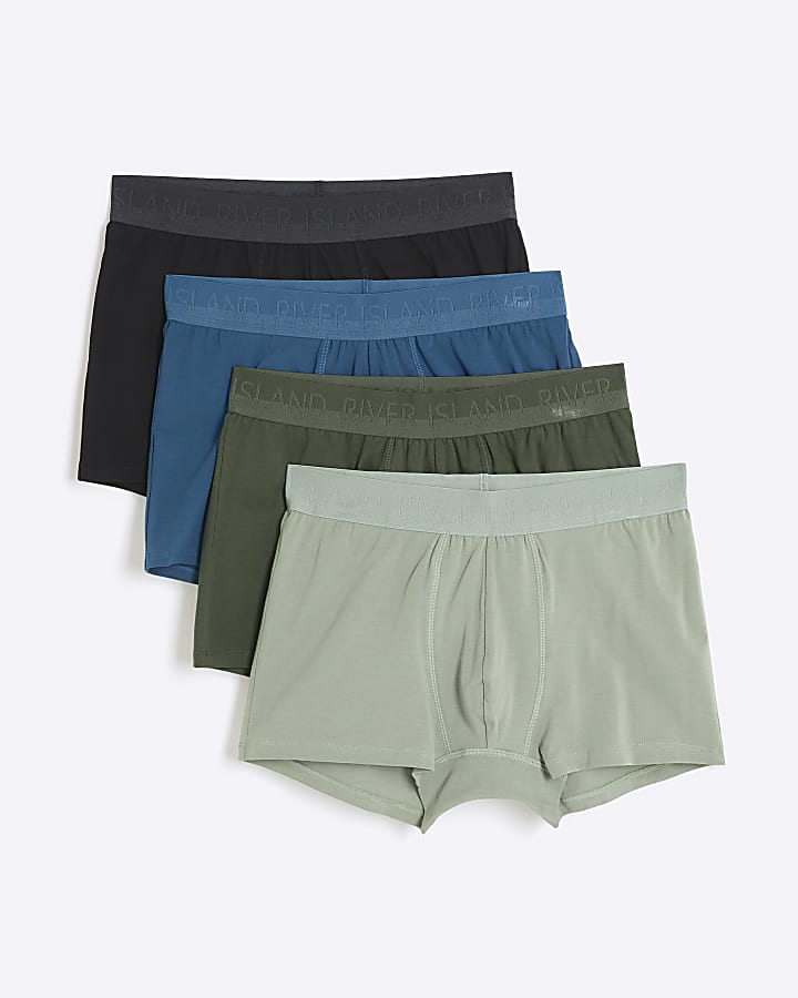 Green 4 Pack Cotton Stretch RI Trunks