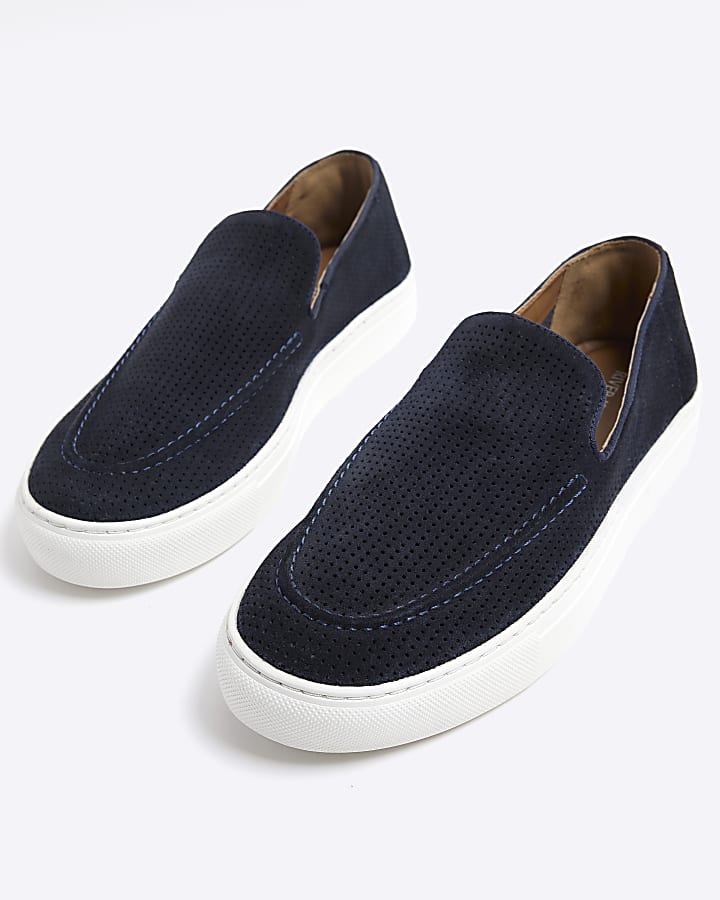 Navy Suede Loafers