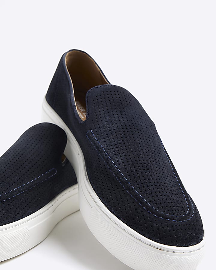 Navy Suede Loafers