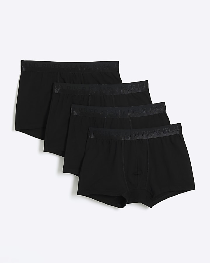 Black 4 Pack Cotton Stretch Trunks