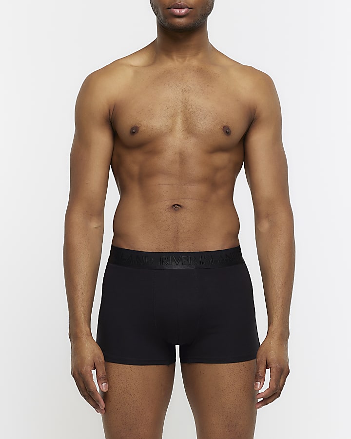 Black 4 Pack Cotton Stretch Trunks
