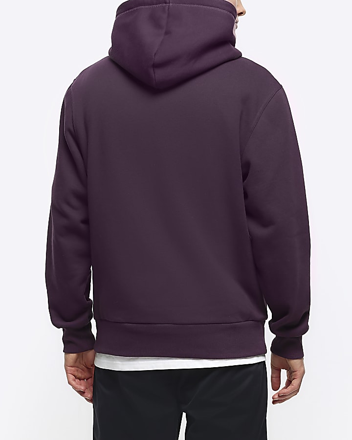 Purple regular fit plain hoodie