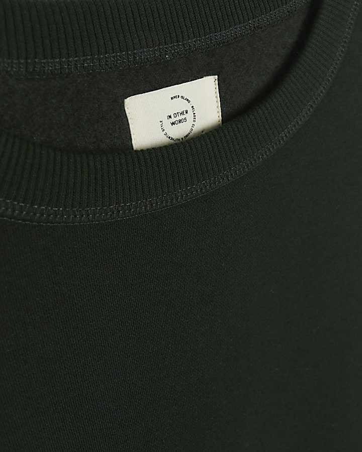 Dark green regular fit plain sweatshirt