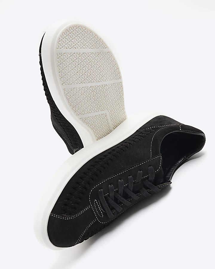 Black suede weave trainers