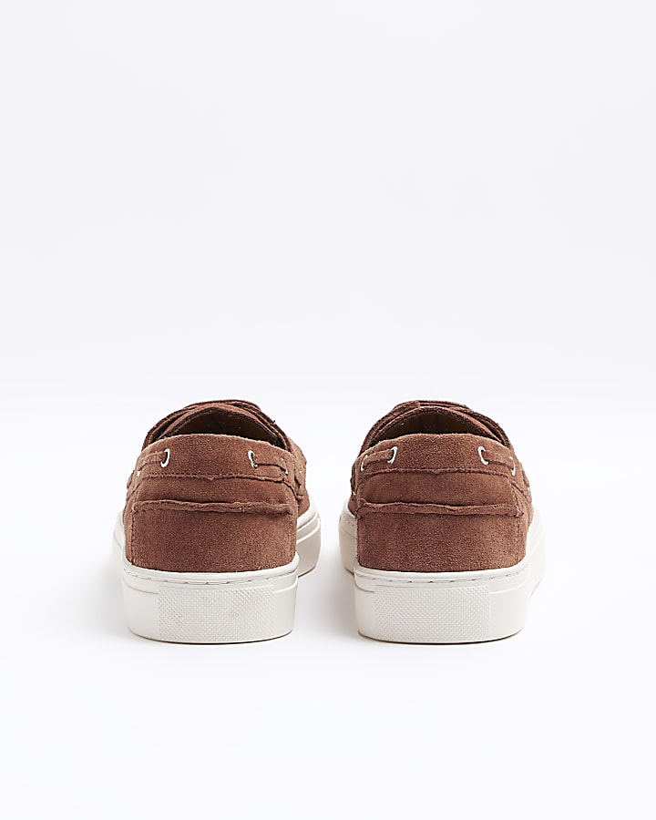 Rust suede boat shoes