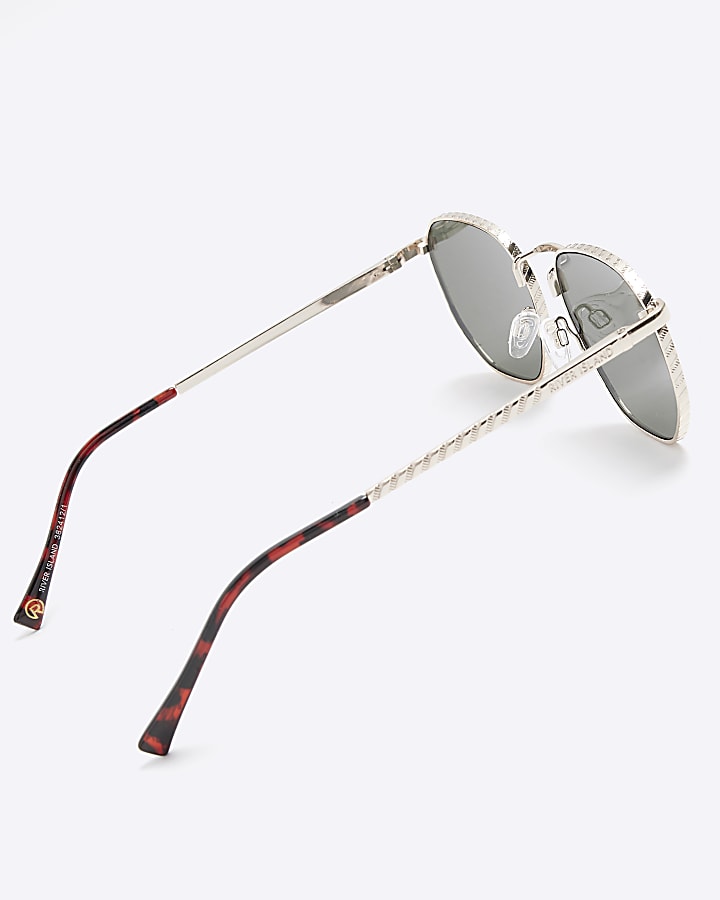Gold Hex Round Sunglasses