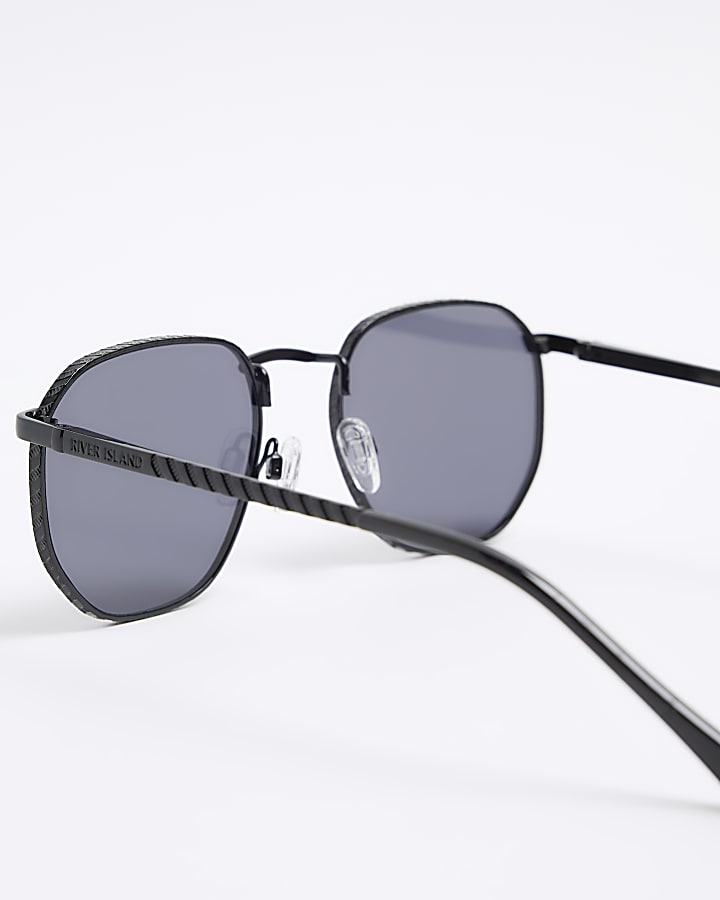 Black embossed hexagon sunglasses